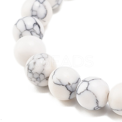 Synthetic Moonstone & Howlite Round Beaded Stretch Bracelet BJEW-JB07878-1
