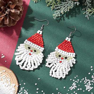 Glass Seed Dangle Earrings EJEW-JE06214-1