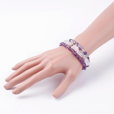 Natural Mixed Gemstone Stretch Bracelets BJEW-JB03365-1