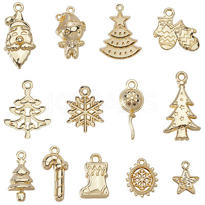 52Pcs 13 Styles Christmas Theme Zinc Alloy Pendants FIND-SC0012-62-1