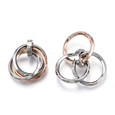 Ion Plating(IP) 201 Stainless Steel Interlocking Ring Pendants LS-STAS-N099-01RG-1