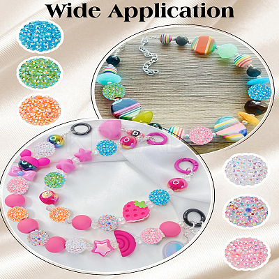 12Pcs 6 Colors Resin Rhinestone Beads RESI-LP0001-11-1