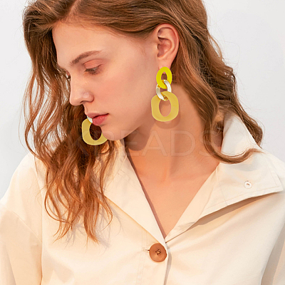 6 Pairs 6 Colors Oval Acrylic Dangle Stud Earrings with Steel Iron Pins for Women EJEW-AN0004-12-1
