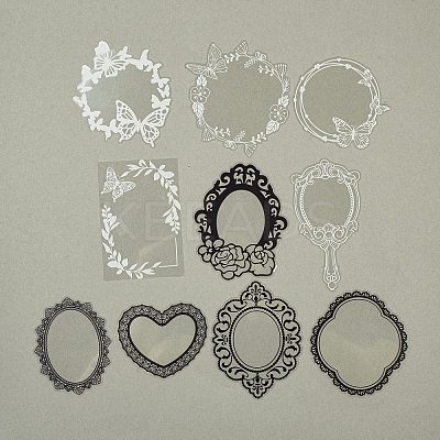 10Pcs 10 Styles Vintage Lace Waterproof PET Stickers Sets LS-DIY-M066-05B-1