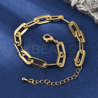 Brass Paperclip Chain Bracelets for Women Men BJEW-F494-03G-1