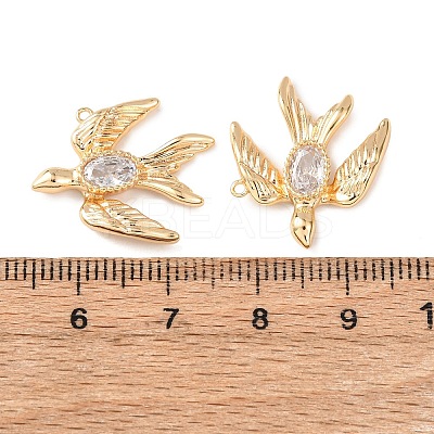 Brass Pave Clear Cubic Zirconia Pendants KK-Z142-10G-1