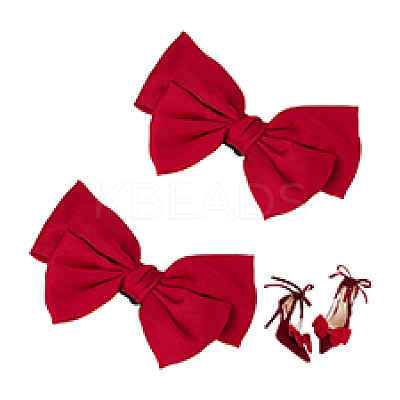 2Pcs Detachable Ribbon Satin Bowknot Shoe Decoration AJEW-PH0011-85B-1