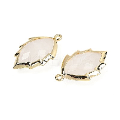 Natural Quartz Crystal Faceted Leaf Pendants G-I375-04G-10-1