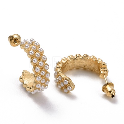 Ring & Round Rhinestone Stud Earrings EJEW-D277-09G-1