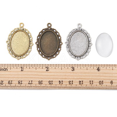 DIY Blank Oval Dome Pendant Making Kit DIY-FS0005-20-1
