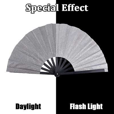 Glitter Plastic & Oxford Cloth Fan with Fan Bags AJEW-WH20022-89C-1