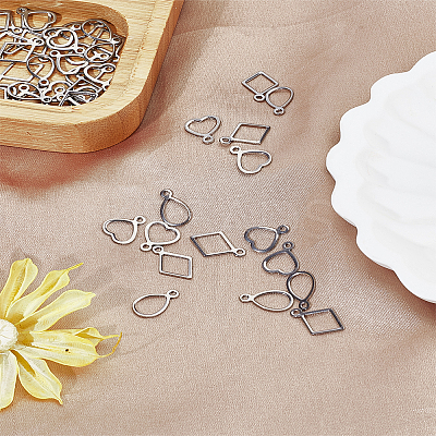 60Pcs 3 Styles 304 Stainless Steel Open Pendants STAS-LP0004-41-1