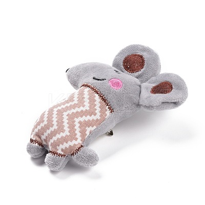 Chinese Zodiac Sign Mouse Cotton & Non-Woven & Velvet Fabric Brooch JEWB-A003-04-1