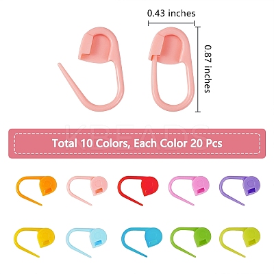200Pcs 10 Colors Eco-Friendly ABS Plastic Knitting Crochet Locking Stitch Markers Holder KY-SZ0001-28-1
