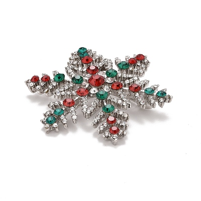 Colorful Rhinestone Snowflake Brooch for Christmas JEWB-A004-04P-1