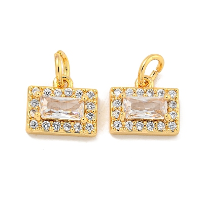 Brass Micro Pave Clear Cubic Zirconia Pendants KK-P275-31G-1