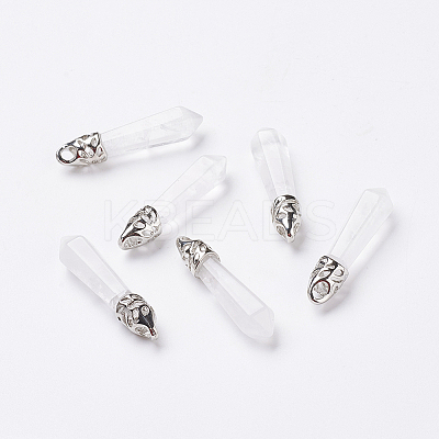 Natural Quartz Crystal Pointed Pendants X-G-P309-06-1