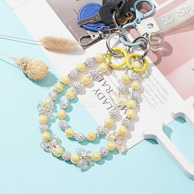 Heart & Bowknot Acrylic Beaded Bag Straps AJEW-BA00110-1