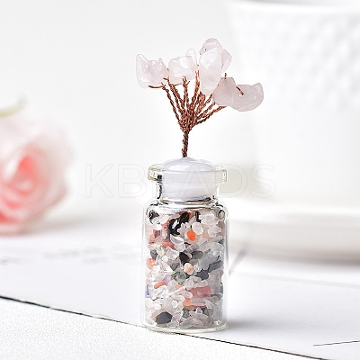 Natural Rose Quartz Chips Tree Decorations PW-WG81217-06-1