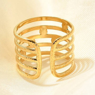 304 Stainless Steel Multi-layer Open Cuff Rings for Women LS-STAS-Z108-03G-04-1
