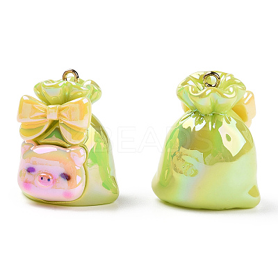 UV Plated Rainbow Resin Pendants RESI-N039-01-1