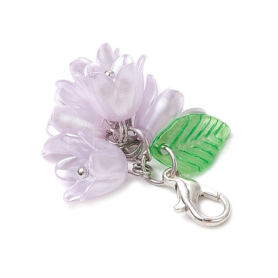 7Pcs Flower ABS Plastic Imitation Pearl & Acrylic Pendant Decorations HJEW-JM02882-1