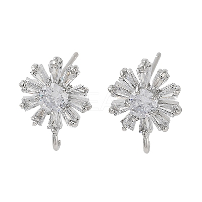 Brass Micro Pave Cubic Zirconia Studs Earring Findings KK-K364-09P-1