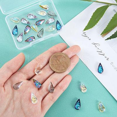 24Pcs 6 Colors Embossed Glass Rhinestone Pendants GLAA-PH0001-44-1