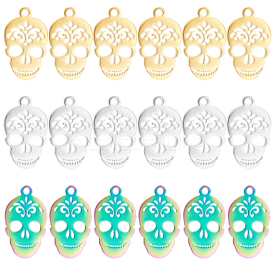 18Pcs 3 Style Ion Plating(IP) 201 Stainless Steel Pendants STAS-DC0004-71-1