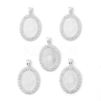 Oval Alloy Rhinestone Pendant Cabochon Settings ALRI-T354-01S-1