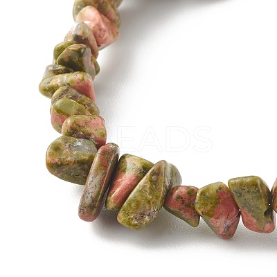 Chip Natural Unakite Stretch Beaded Bracelets for Kids BJEW-JB06305-08-1