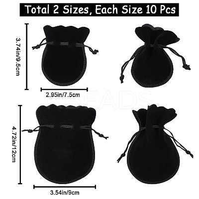 20Pcs 2 Styles Gourd Velvet Bags TP-BBC0001-02C-1