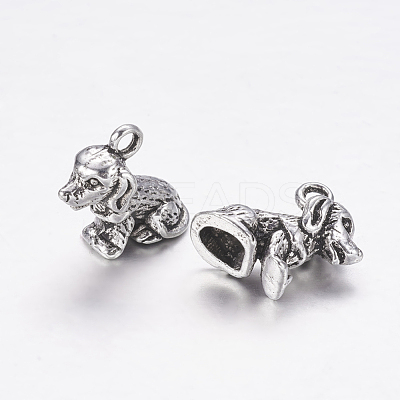 Tibetan Style Alloy Puppy Pendants X-TIBEP-19683-AS-NR-1