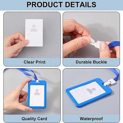 Rectangle Plastic ID Badge Holder with Lanyard AJEW-CP0006-04B-1