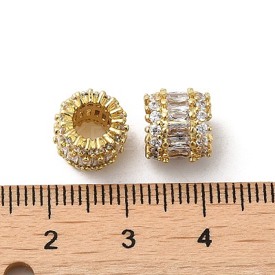 Rack Plating Brass Micro Pave Cubic Zirconia European Beads KK-K377-10G-1