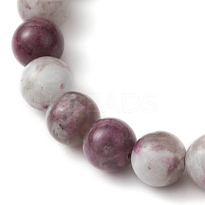 8mm Round Natural Plum Blossom Tourmaline Beaded Stretch Bracelets BJEW-JB10469-02-1