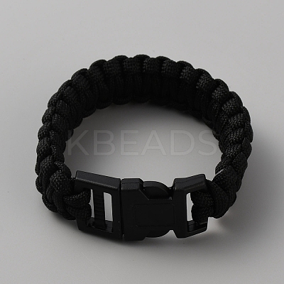 Survival Polyester Cord Bracelet with Plastic Clasps for Hiking Camping Outdoor BJEW-WH0018-54F-1