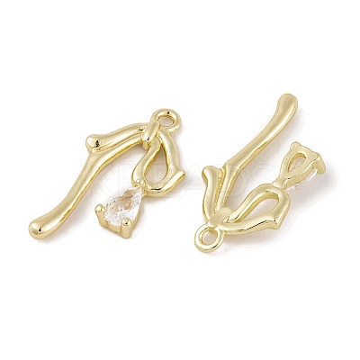 Brass Micro Pave Clear Cubic Zirconia Pendants LS-KK-L212-06G-1
