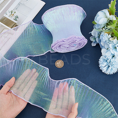 10 Yards Mermaid Color Polyester Pleated Lace Trim Ribbon DIY-WH0419-43D-1