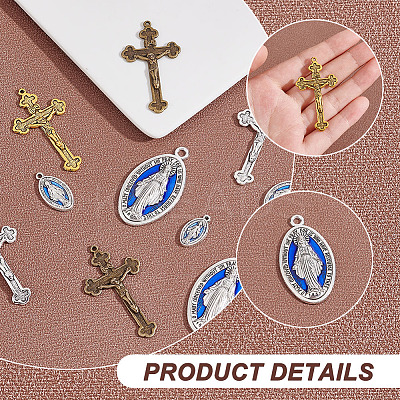 36Pcs 6 Style Zine Alloy Pendants and Enamel Pendants PALLOY-AR0001-29-1