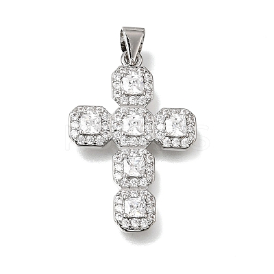 Brass Micro Pave Clear Cubic Zirconia Pendants CU-CBA9883-05A-P-1