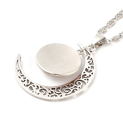 Glass Religion Fairy with Crescent Moon Pendant Necklace LS-NJEW-P270-01D-1