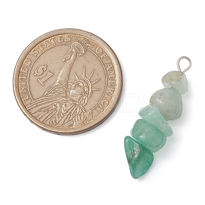 Gradient Color Natural Green Aventurine & Natural Prehnite & Natural Malachite Chip Beaded Pendants PALLOY-JF02791-05-1