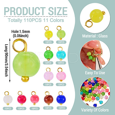 110Pcs 11 Colors Glass Pendants PALLOY-TAC0288-1