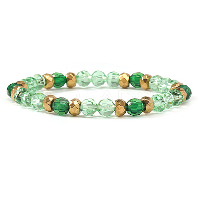 Glass & Brass Beads Stretch Bracelets for Women BK9964-6-1