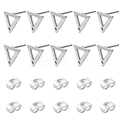 10Pcs 201 Stainless Steel Stud Earring Findings with Hole EJEW-FS0001-14A-1