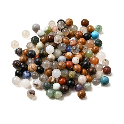 Natural Mixed Gemstone Sphere Beads G-S117-6mm-M-1