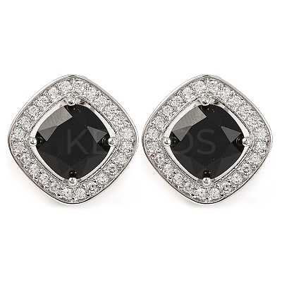 Cubic Zirconia Rhombus Stud Earrings EJEW-I304-15P-02-1