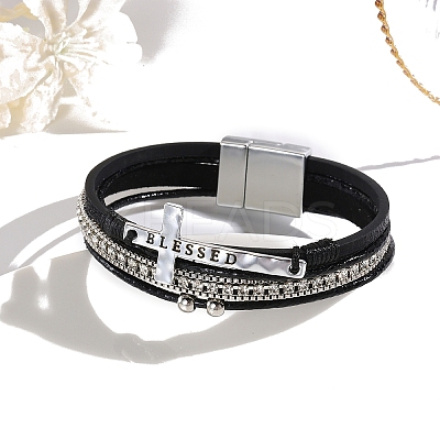 Imitation Leather Mutli-strand Bracelets PW-WG3E9EB-03-1