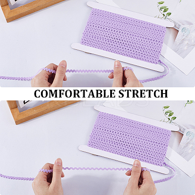 25 Yards Polyester Elastic Wavy Fringe Trim Ribbon SRIB-GF0001-40B-1
